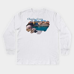 Chania, Crete: Venetian Harbor Kids Long Sleeve T-Shirt